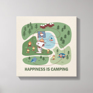 pinda's Camp Kaart Snoopy & Woodstock Canvas Afdruk