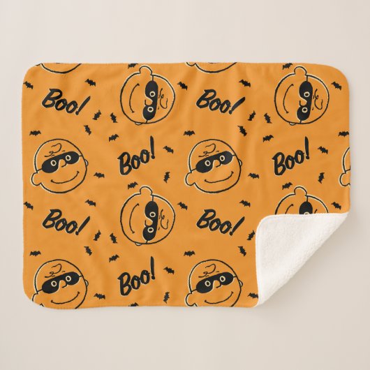pinda's | Charlie Brown Boo! Patroon Sherpa Deken (Voorkant (horizontaal))