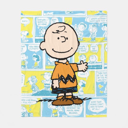 pinda's | Charlie Brown Comic Pattern Fleece Deken (Voorkant)