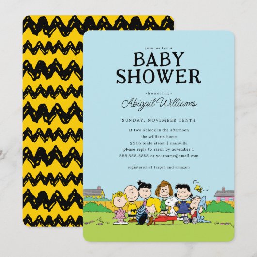 pinda's | Charlie Brown en Gang Baby shower Kaart (Voorkant / Achterkant)