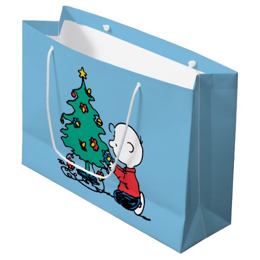 pinda's | Charlie Brown-kerstlampjes Groot Cadeauzakje (Voorkant Gekanteld)
