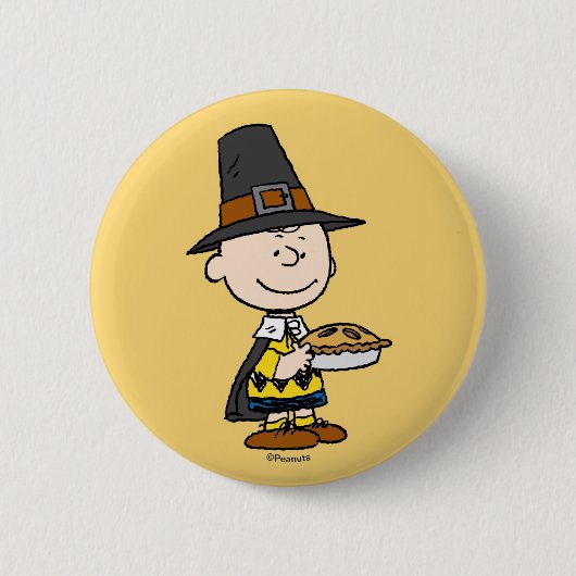 pinda's | Charlie Brown Pilgrim Ronde Button 5,7 Cm (Voorkant)