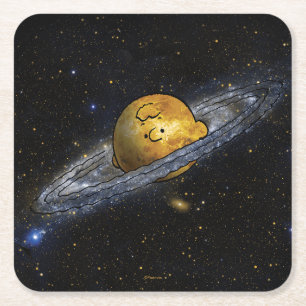 pinda's   Charlie Brown ruimed uit Vierkante Kartonnen Onderzetter