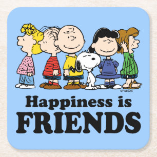 pinda's   De pinda's gang samen Vierkante Kartonnen Onderzetter