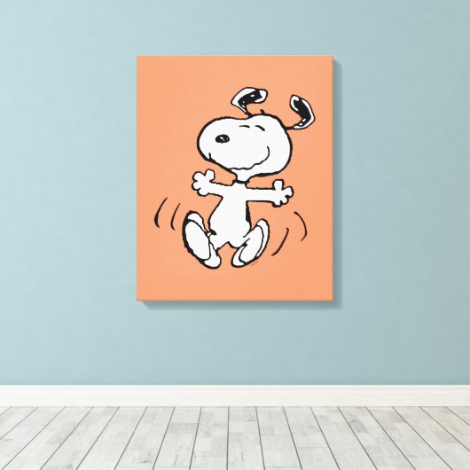 pinda's | Een Snoopy Happy Dance Canvas Afdruk (Insitu (Houten vloer))