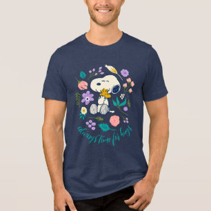 Pinda's in bloei Snoopy & Woodstock Bloemknuffel Tri-Blend Shirt