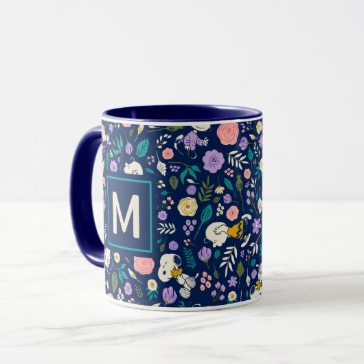Pinda's in bloeipatroon | Uw monogram toevoegen Mok (Voorkant links)