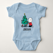 pinda's | Kerst Charlie Brown | Jouw namen toevoeg Romper (Voorkant)