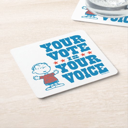 pinda's | Linus - Uw stem is uw keuze Vierkante Kartonnen Onderzetter (Schuin)
