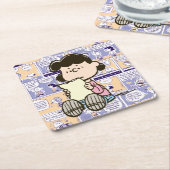 pinda's | Lucy Comic Pattern Vierkante Kartonnen Onderzetter (Schuin)