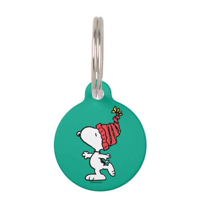 pinda's | Pet van Snoopy Winter Beanie Huisdierpenning (Voorkant)
