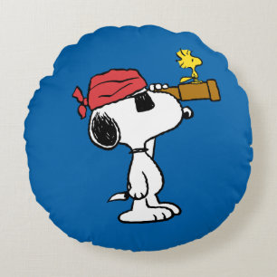 pinda's   Pirate Snoopy and Woodstock Rond Kussen