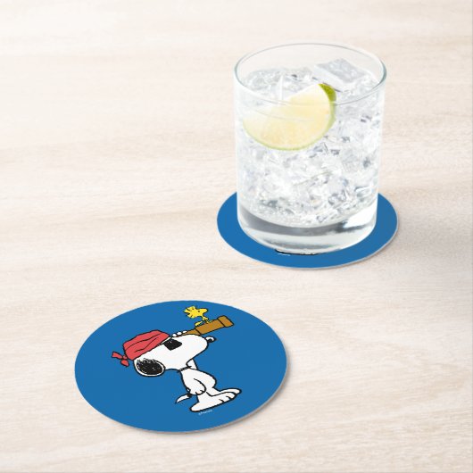 pinda's | Pirate Snoopy and Woodstock Ronde Kartonnen Onderzetter (Insitu)