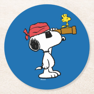 pinda's   Pirate Snoopy and Woodstock Ronde Kartonnen Onderzetter