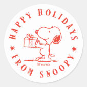 Pinda's | Prettige Feestdagen van Snoopy Ronde Sticker (Voorkant)