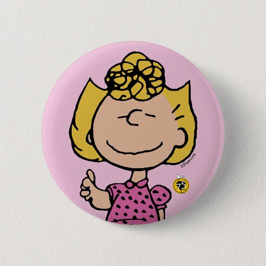 pinda's | Sally Super Smile Ronde Button 5,7 Cm (Voorkant)