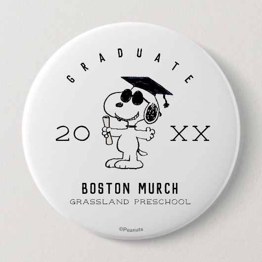 pinda's | Snoopy Afstuderen Ronde Button 4,0 Cm (Voorkant)