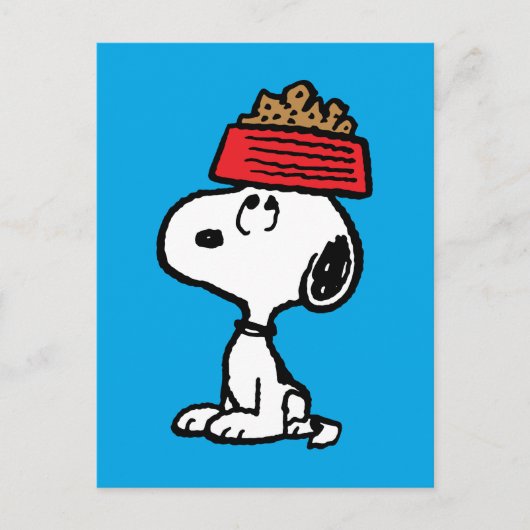 pinda's | Snoopy balanceert his Dog Dish Briefkaart (Voorkant)