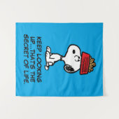 pinda's | Snoopy balanceert his Dog Dish Wandkleed (Voorkant (horizontaal))