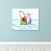 pinda's | Snoopy Beach Ball Beach Canvas Afdruk (Insitu (Houten vloer))