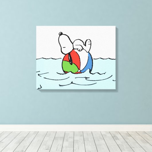 pinda's | Snoopy Beach Ball Beach Canvas Afdruk (Insitu (Houten vloer))