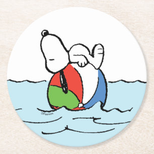 pinda's Snoopy Beach Ball Beach Ronde Kartonnen Onderzetter