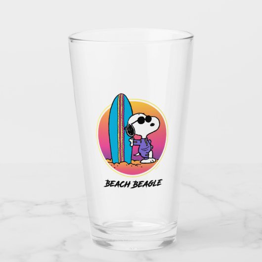 pinda's | Snoopy Beach Beagle Glas (Voorkant)