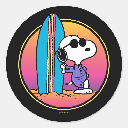 pinda's | Snoopy Beach Beagle Ronde Sticker (Voorkant)