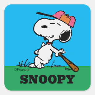 pinda's Snoopy bij Bat Vierkante Sticker
