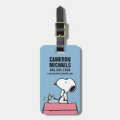 pinda's | Snoopy bij de schrijfmachine Bagagelabel (Voorkant verticaal)