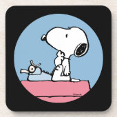 pinda's | Snoopy bij de schrijfmachine Bier Onderzetter (Voorkant)
