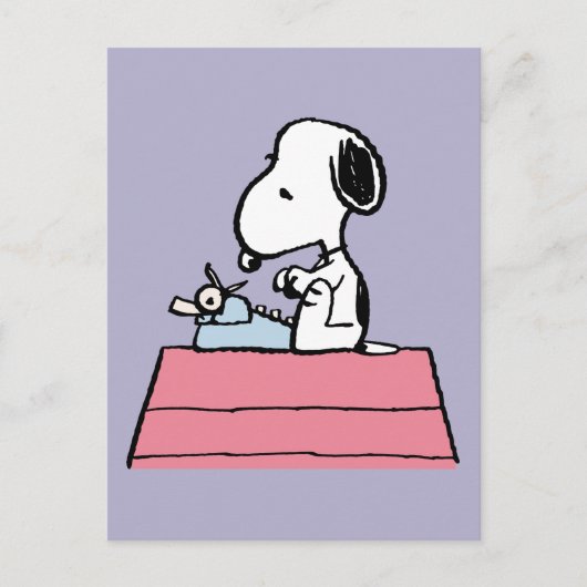 pinda's | Snoopy bij de schrijfmachine Briefkaart (Voorkant)