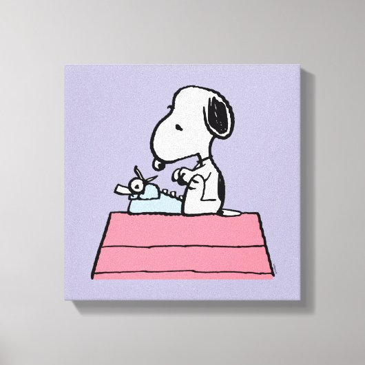 pinda's | Snoopy bij de schrijfmachine Canvas Afdruk (Voorkant)