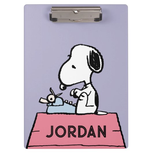 pinda's | Snoopy bij de schrijfmachine Klembord (Voorkant)