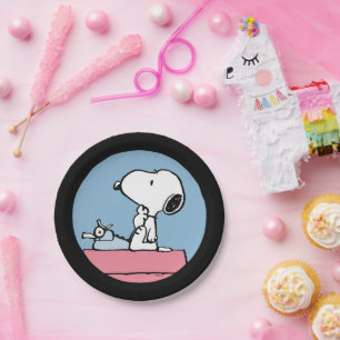 pinda's Snoopy bij de schrijfmachine Papieren Bordje
