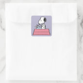 pinda's | Snoopy bij de schrijfmachine Vierkante Sticker (Tas)
