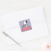 pinda's | Snoopy bij de schrijfmachine Vierkante Sticker (Envelop)