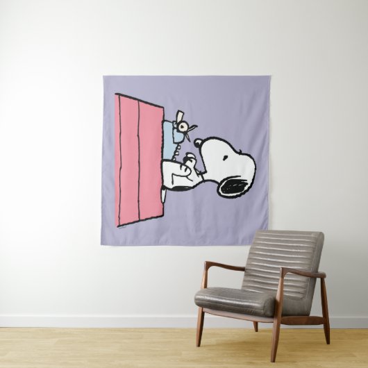 pinda's | Snoopy bij de schrijfmachine Wandkleed (In Situ (horizontaal))