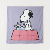 pinda's | Snoopy bij de schrijfmachine Wandkleed (Voorkant)