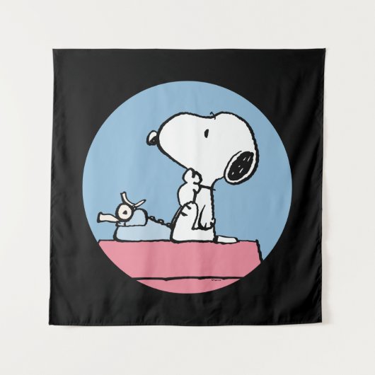 pinda's | Snoopy bij de schrijfmachine Wandkleed (Voorkant)