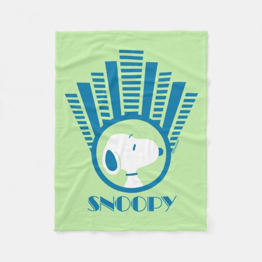 pinda's | Snoopy Blue Deco Dreams Fleece Deken (Voorkant)