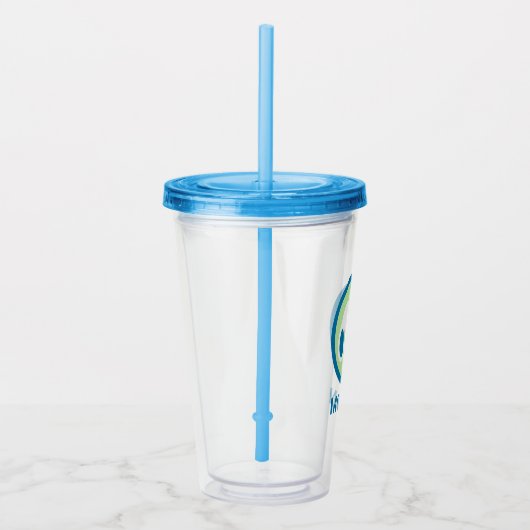 pinda's | Snoopy Blue Deco Dreams | Jouw namen toe Acryl Drinkbeker (Rechts)