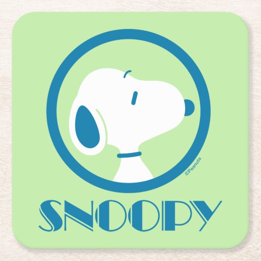 pinda's | Snoopy Blue Deco Dreams Vierkante Kartonnen Onderzetter (Voorkant)