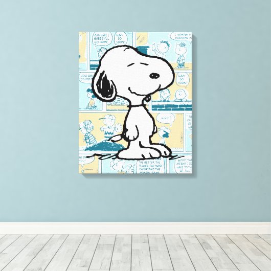 pinda's | Snoopy Comic Pattern Canvas Afdruk (Insitu (Houten vloer))