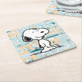 pinda's | Snoopy Comic Pattern Vierkante Kartonnen Onderzetter (Schuin)