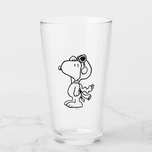pinda's | Snoopy de Flying Ace BW Glas (Voorkant)