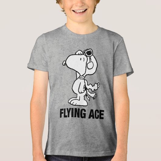 Pinda's| Snoopy de Flying Ace BW Tri-Blend Shirt (Voorkant)