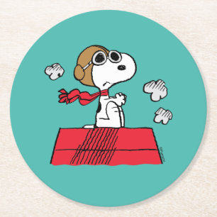 pinda's   Snoopy de Flying Ace Ronde Kartonnen Onderzetter