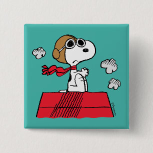 pinda's   Snoopy de Flying Ace Vierkante Button 5,1 Cm