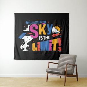Pinda's Snoopy de lucht is de limiet afstuderen Wandkleed